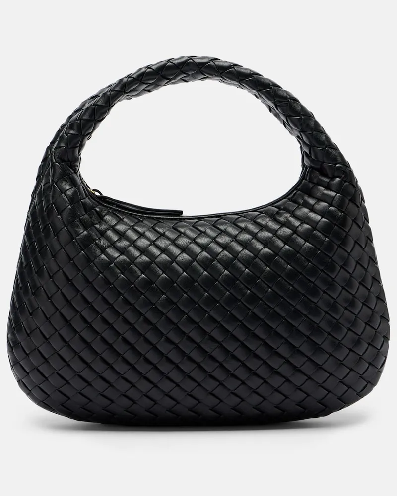 Bottega Veneta Henkeltasche Veneta Small aus Leder Schwarz