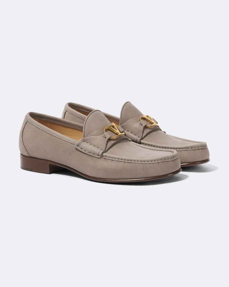 Valentino Garavani Loafers VLogo aus Leder Grau
