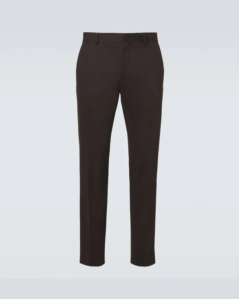 Ermenegildo Zegna Schmale Hose aus Baumwolle und Kaschmir Braun