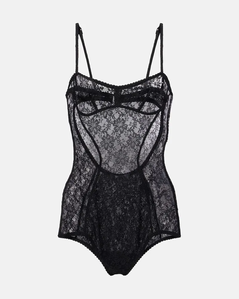 ATTICO Body aus Spitze Schwarz