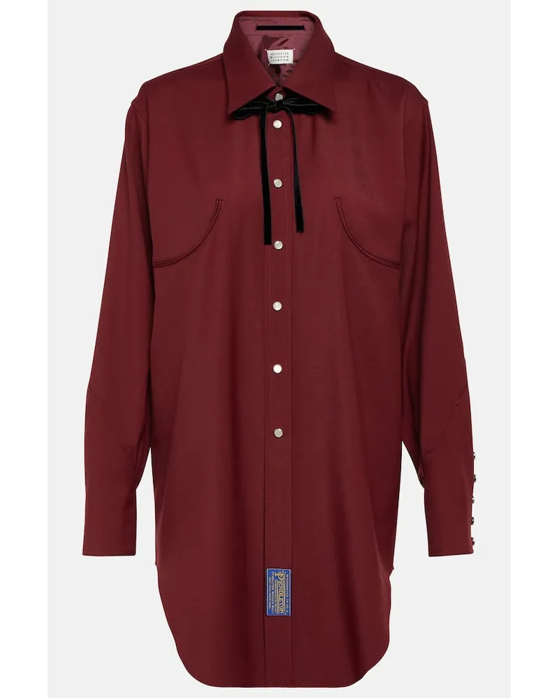 Maison Margiela Wendbares Hemd aus Woll-Gabardine Rot