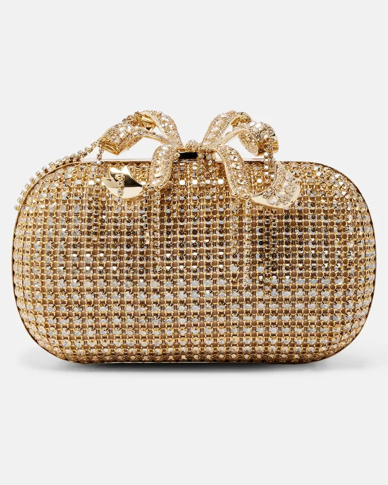 Self-Portrait Clutch mit Kristallen Gold