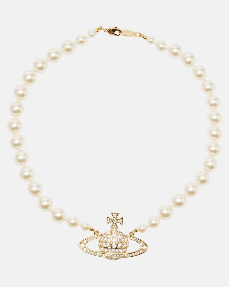 Vivienne Westwood Choker Bas Relief Orb mit Zierperlen Gold