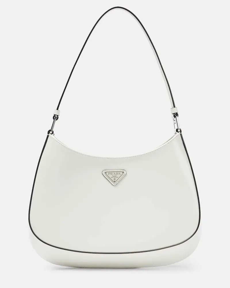 Prada Schultertasche Cleo Small aus Leder Weiß