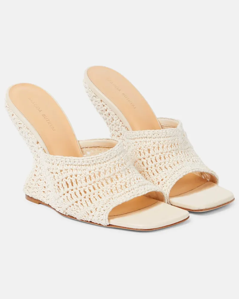 Magda Butrym Wedge-Pantoletten aus Häkelstrick Weiß