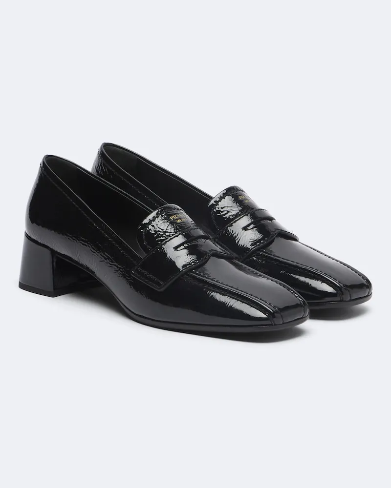 Prada Loafer-Pumps aus Lackleder Schwarz