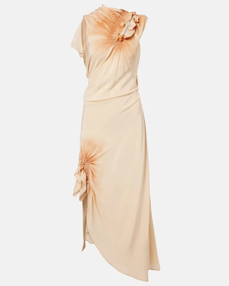 Victoria Beckham Asymmetrisches Cocktailkleid aus Seide Beige