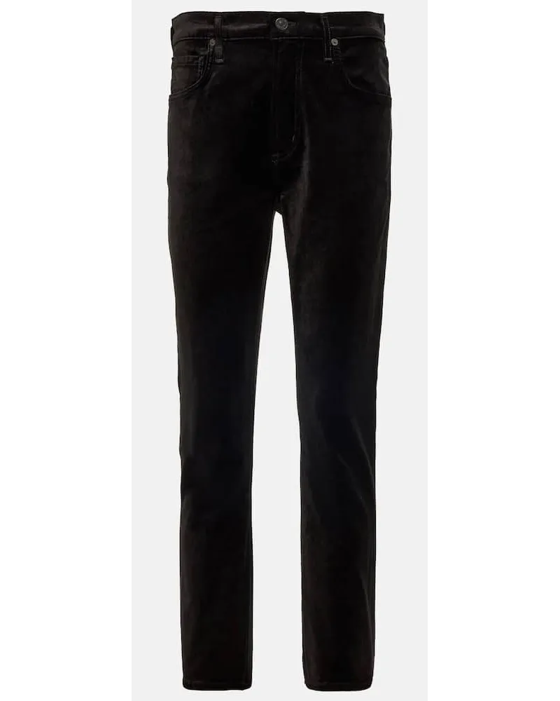 Citizens of humanity High-Rise Slim Hose Jolene aus Samt Schwarz