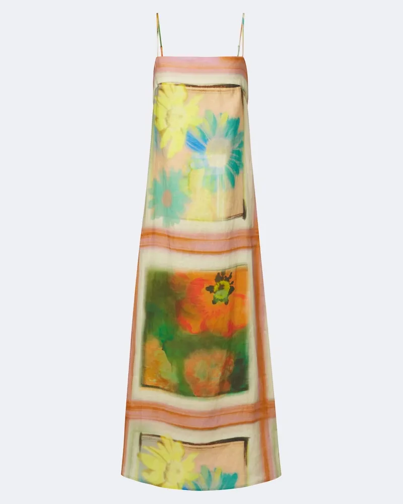 STAUD Maxikleid Laura aus Leinen Multicolor