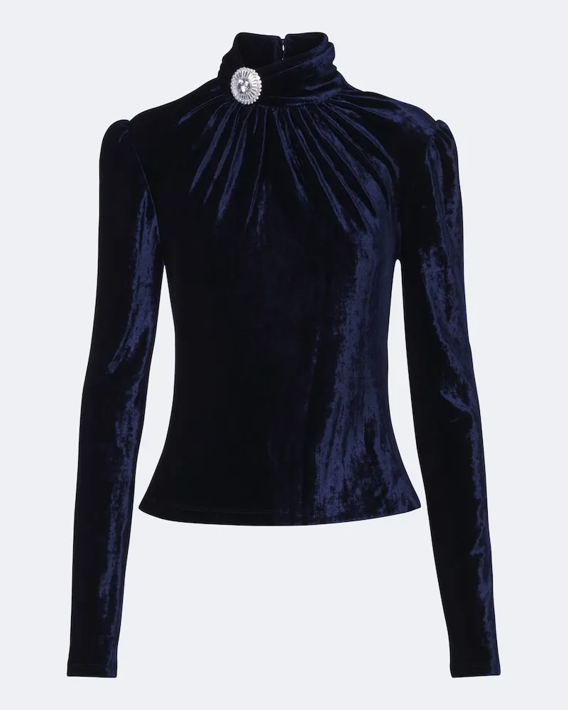 Paco Rabanne Verziertes Top aus Samt Blau
