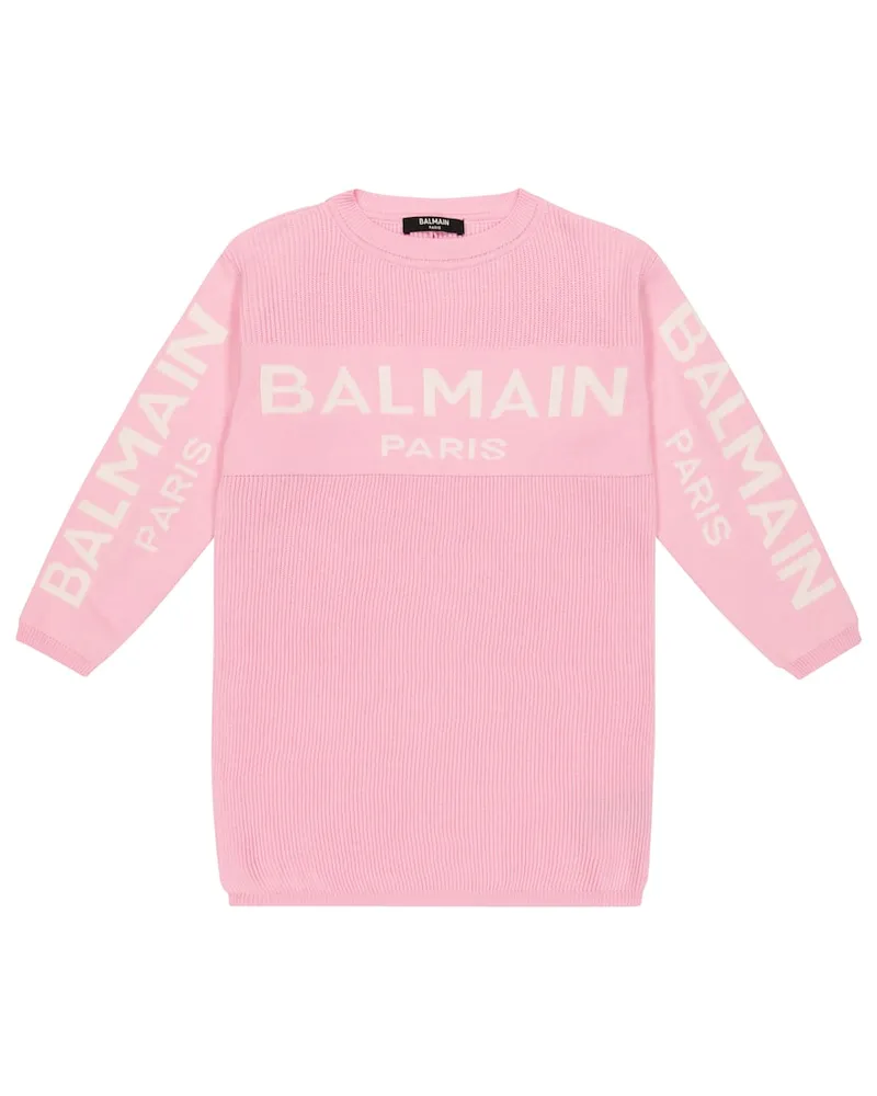 Balmain Pulloverkleid aus Baumwolle und Kaschmir Pink