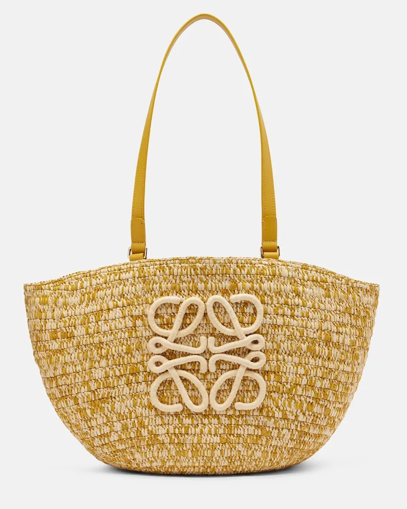Loewe Paula's Ibiza Tote Bag Eclipse Medium aus Raffiabast Gelb