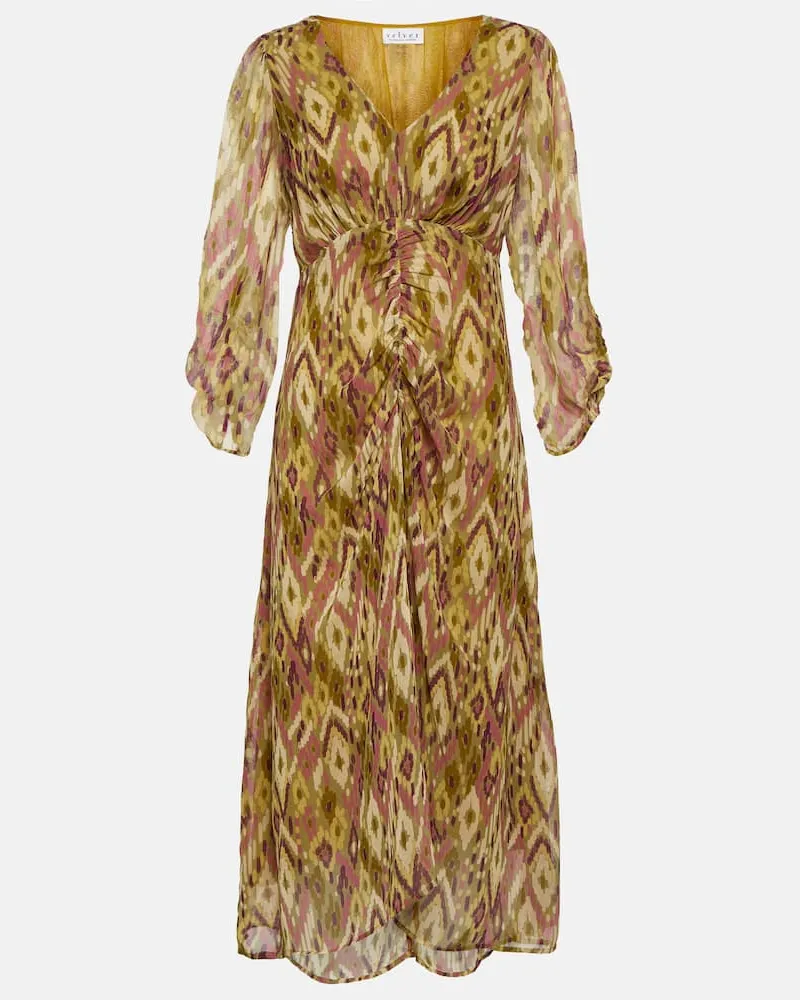 Velvet Bedrucktes Midikleid Cailey aus Georgette Weiß