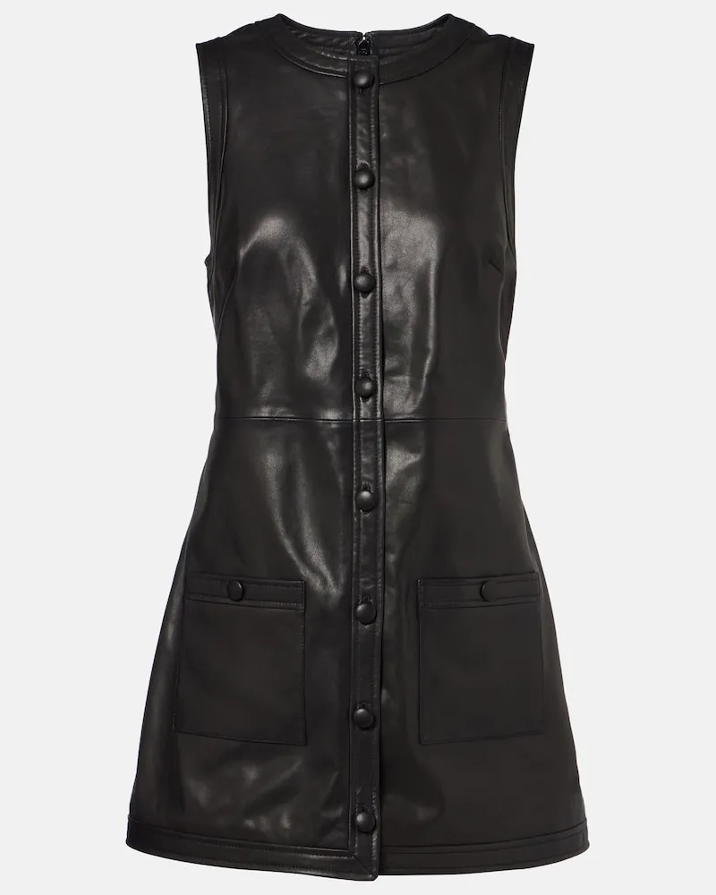 Frame Denim Hemdblusenkleid aus Leder Schwarz