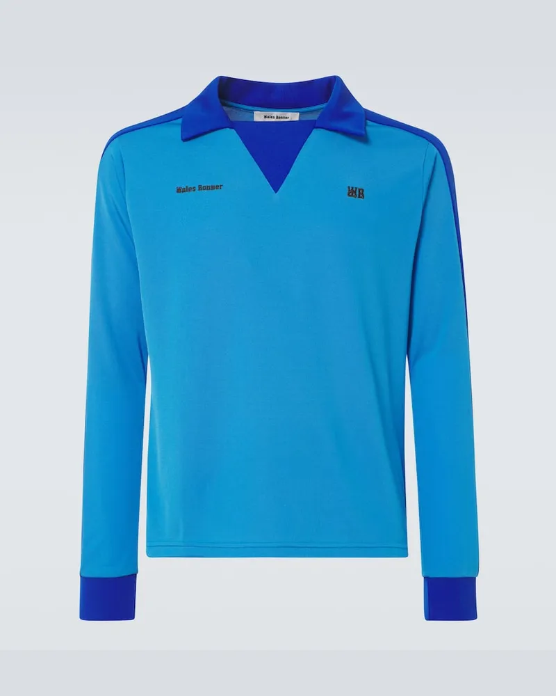 Wales Bonner Polohemd aus Jersey Blau