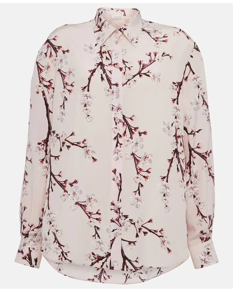 Alexander McQueen Oversize-Hemd aus Seide Pink