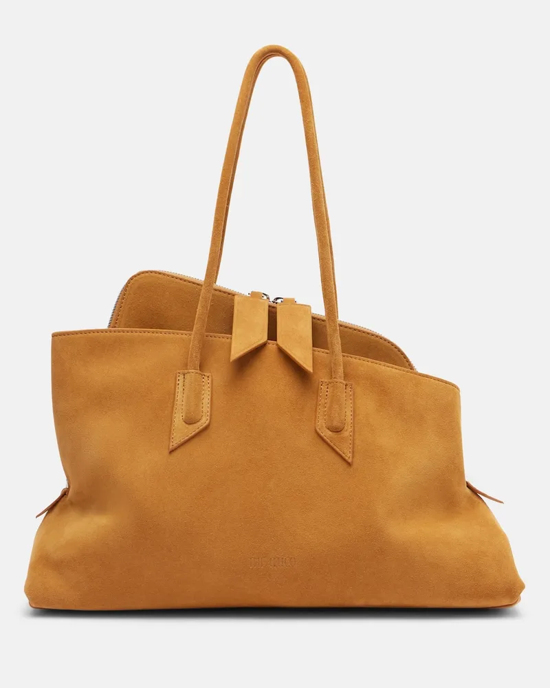 ATTICO Tote Bag La Passeggiata Medium aus Veloursleder Braun