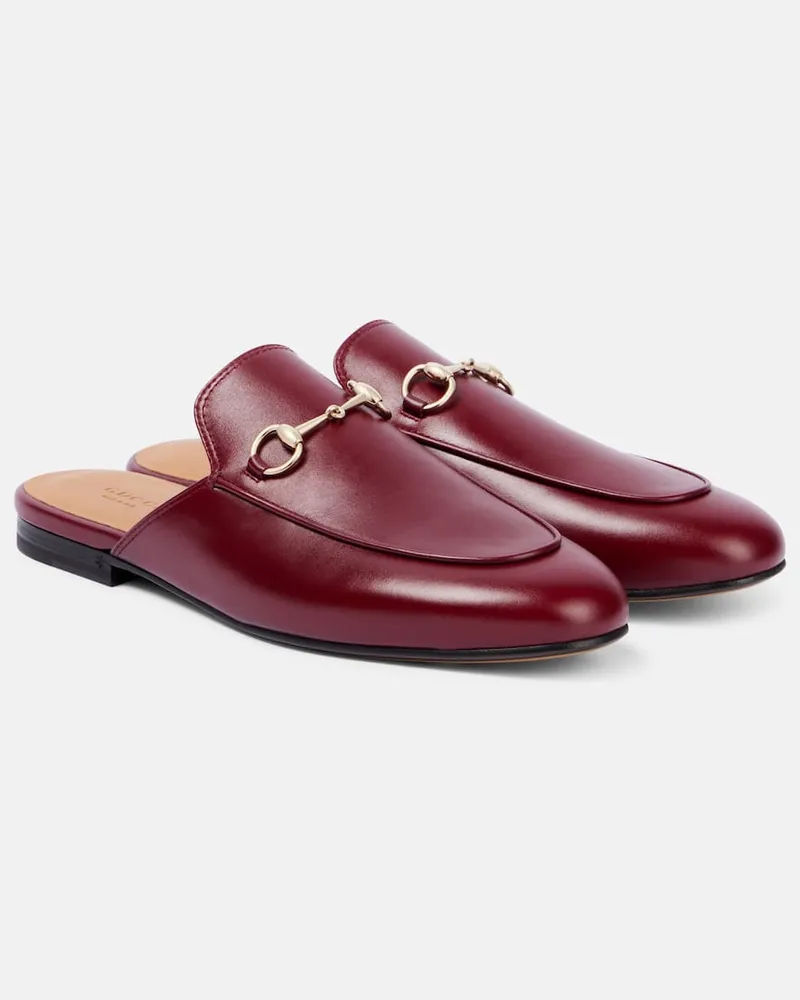 Gucci Slippers Princetown Horsebit aus Leder Burgunderrot