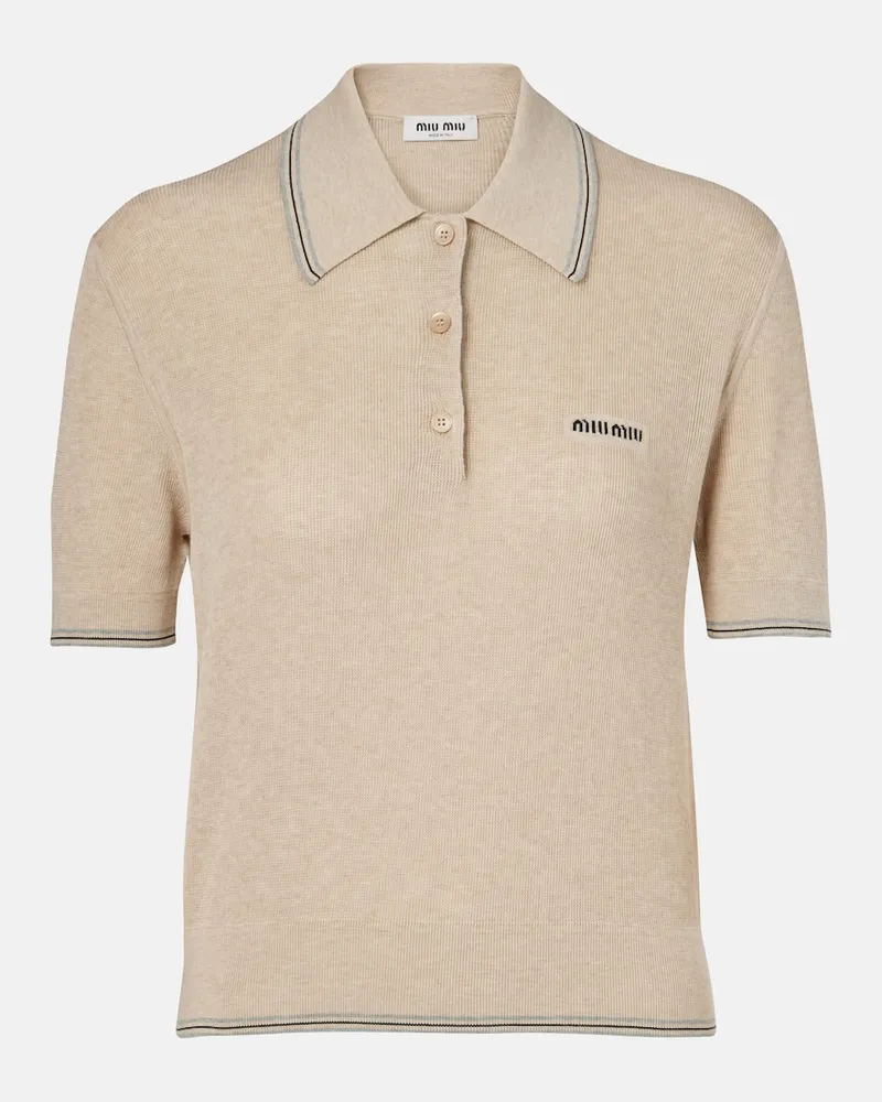 Miu Miu Polohemd aus einem Baumwollgemisch Beige