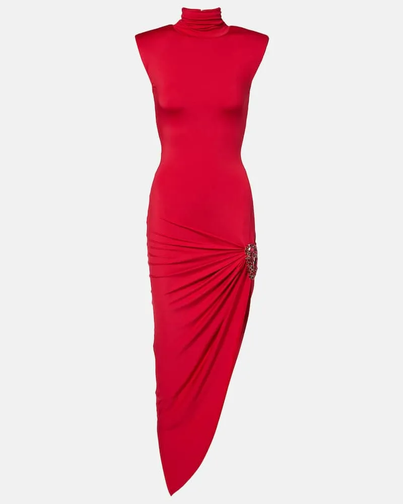 Area Verziertes Midikleid Rot