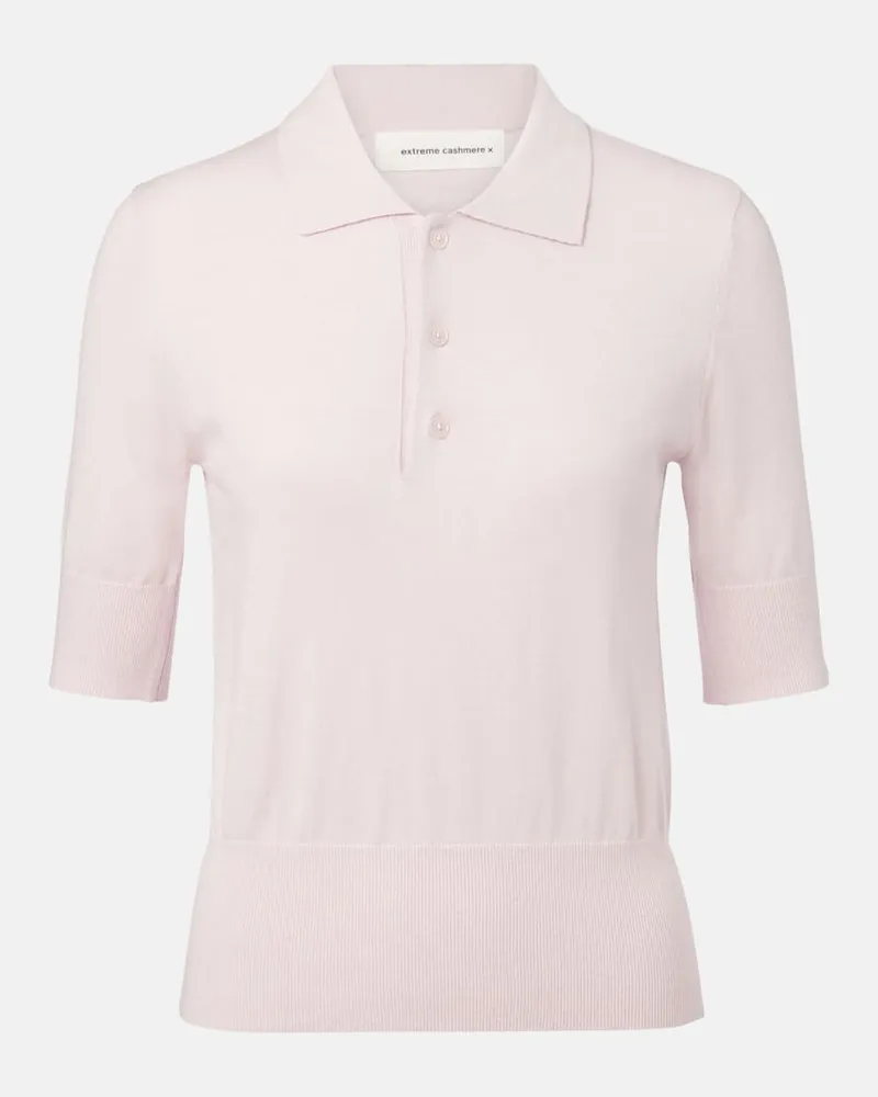 extreme cashmere Polohemd N°351 Park aus Baumwolle und Kaschmir Rosa