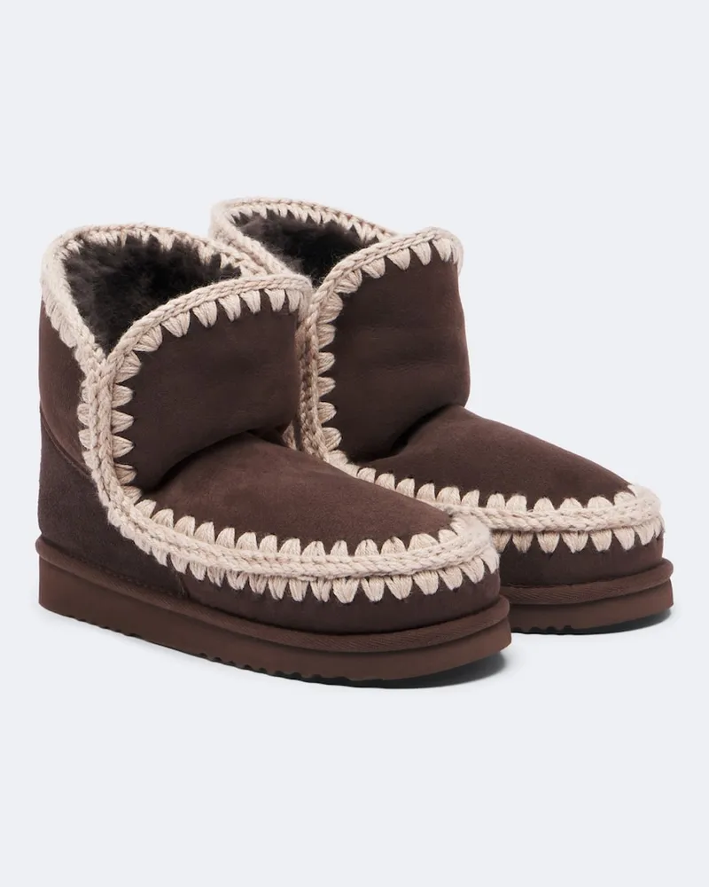 Mou Ankle Boots 18 aus Veloursleder mit Shearling Braun