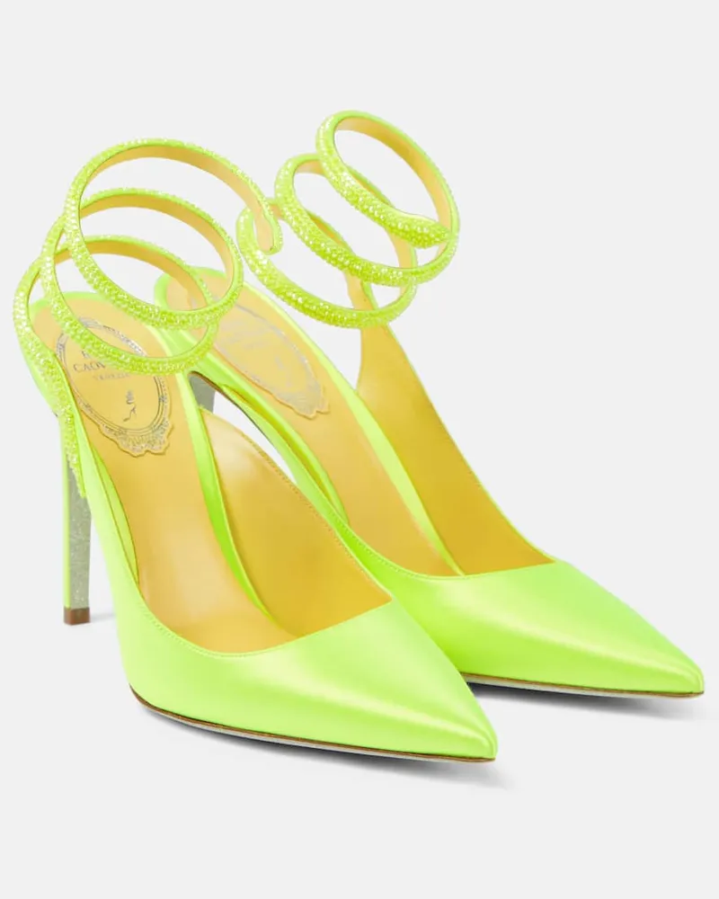 René Caovilla Verzierte Pumps Cleo aus Satin Gelb