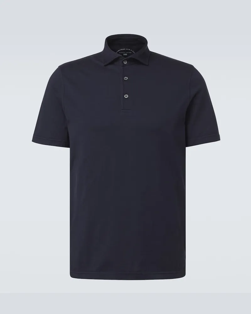 Fedeli Polohemd aus Baumwoll-Jersey Blau