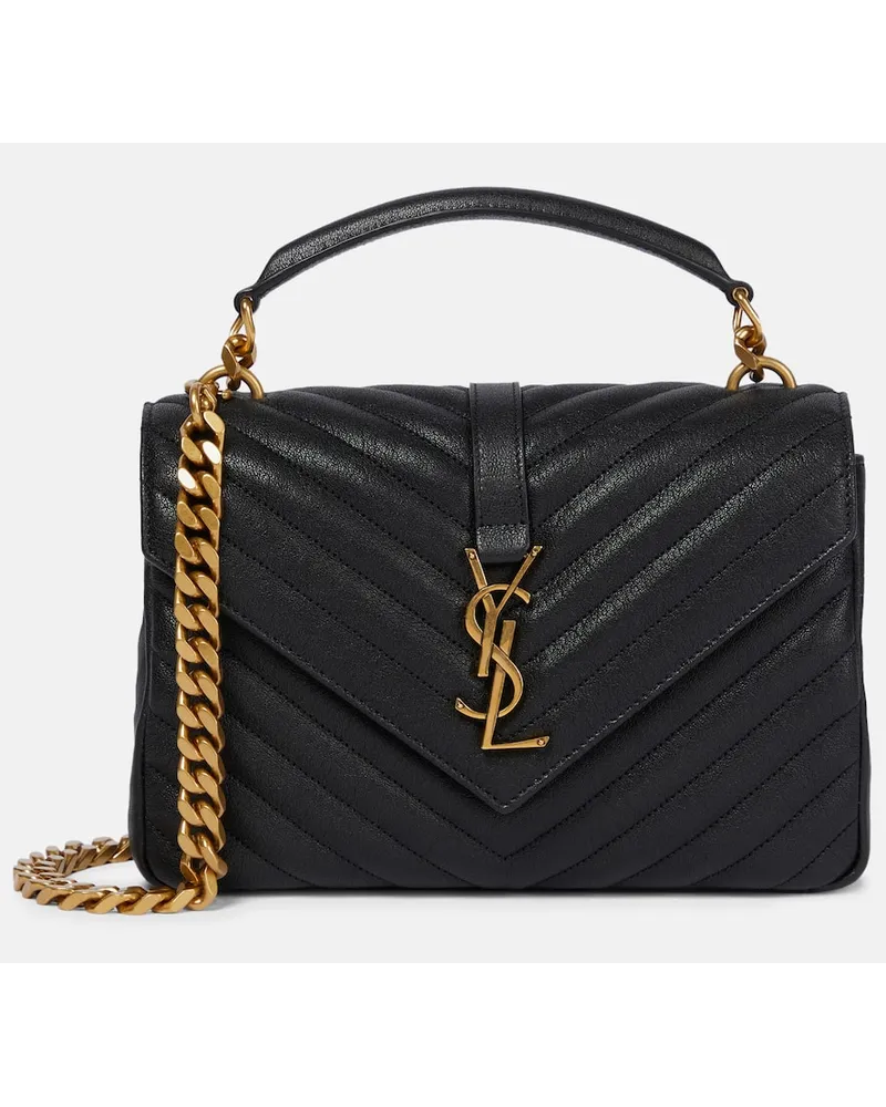Saint Laurent Schultertasche Collège Medium aus Leder Schwarz