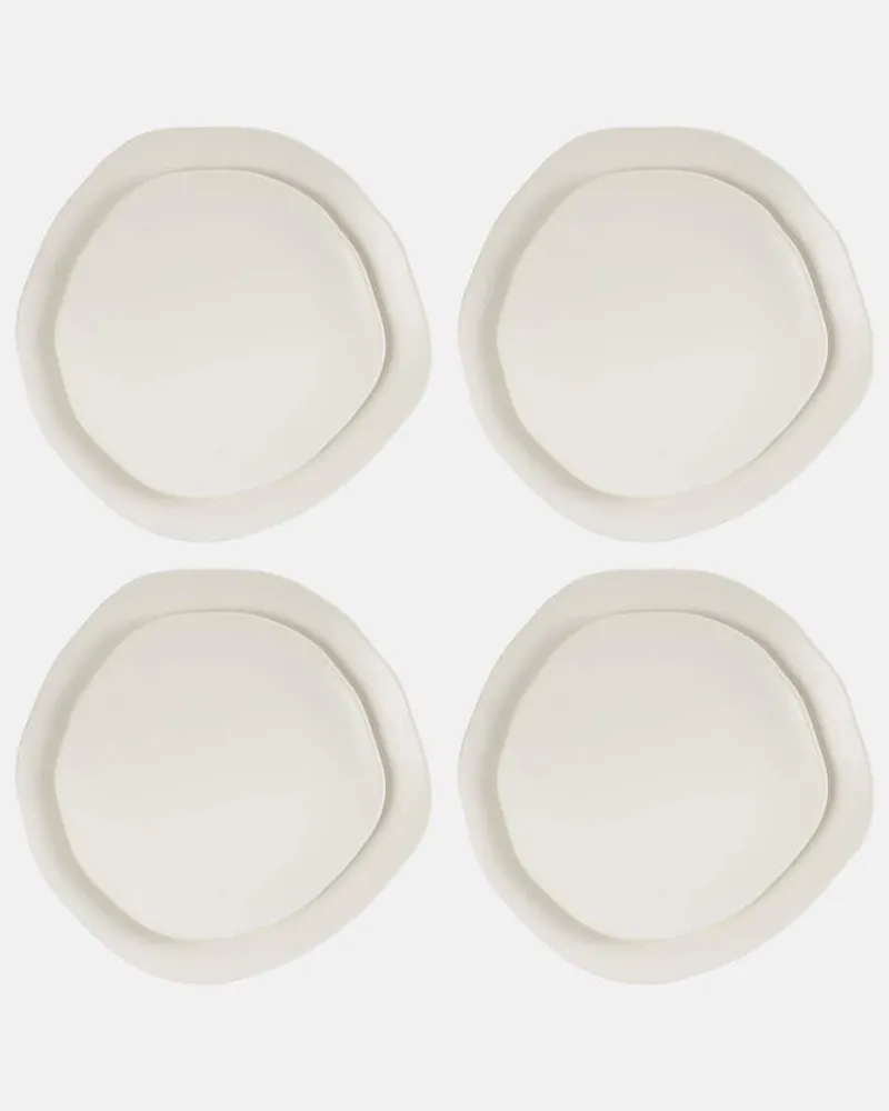 101 Copenhagen Set Native Dinner aus vier Speisetellern und vier Desserttellern Weiß