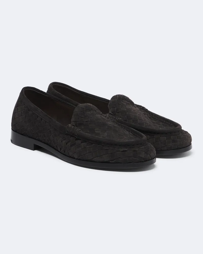 Bottega Veneta Loafers Intrecciato aus Veloursleder Braun