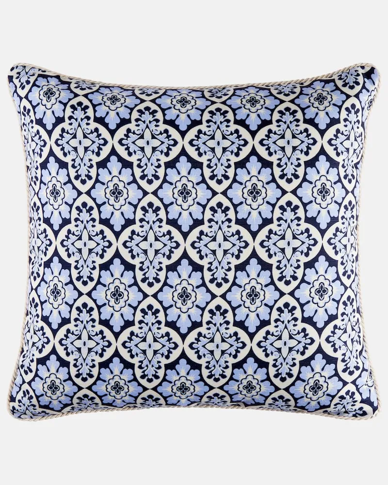 La DoubleJ Outdoor-Kissen Palazzo Blue aus Baumwolle Blau