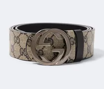 Wendbarer Gürtel Interlocking G GG aus Canvas