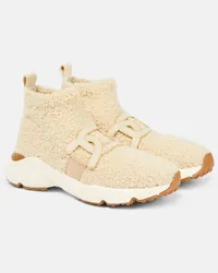 TOD'S Sneakers aus Faux Shearling Weiss