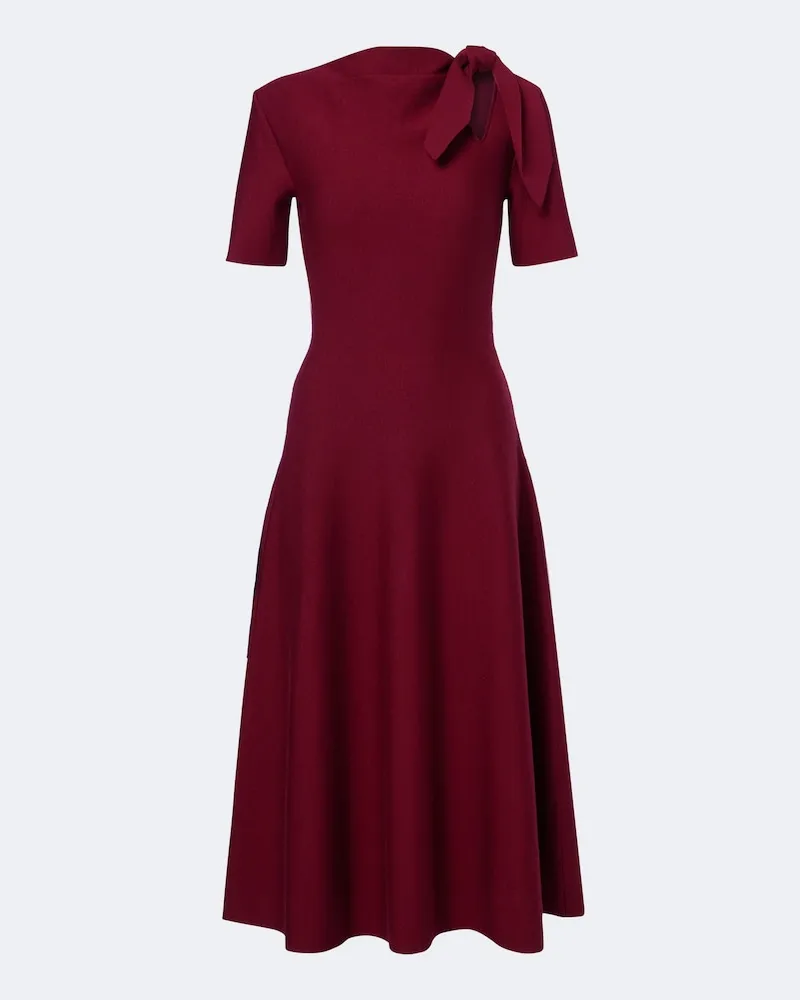 Oscar de la Renta Midikleid aus einem Wollgemisch Burgunderrot