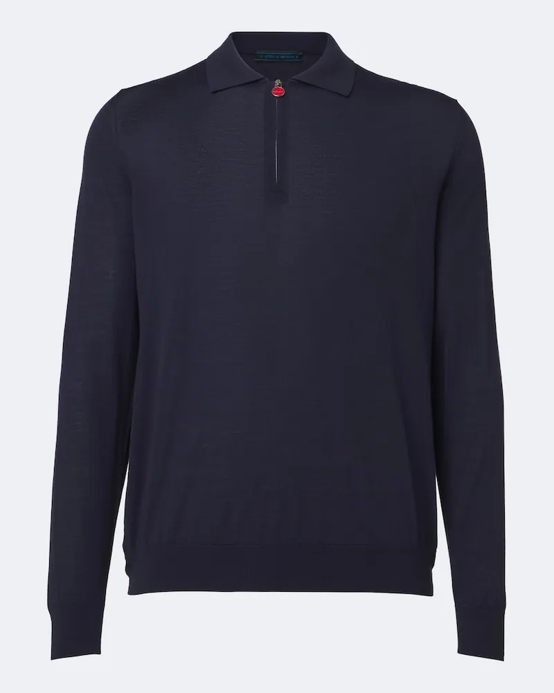 Kiton Polopullover aus Wolle Blau