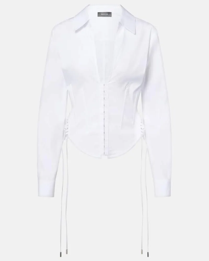 Thierry Mugler Bluse aus einem Baumwollgemisch Weiß