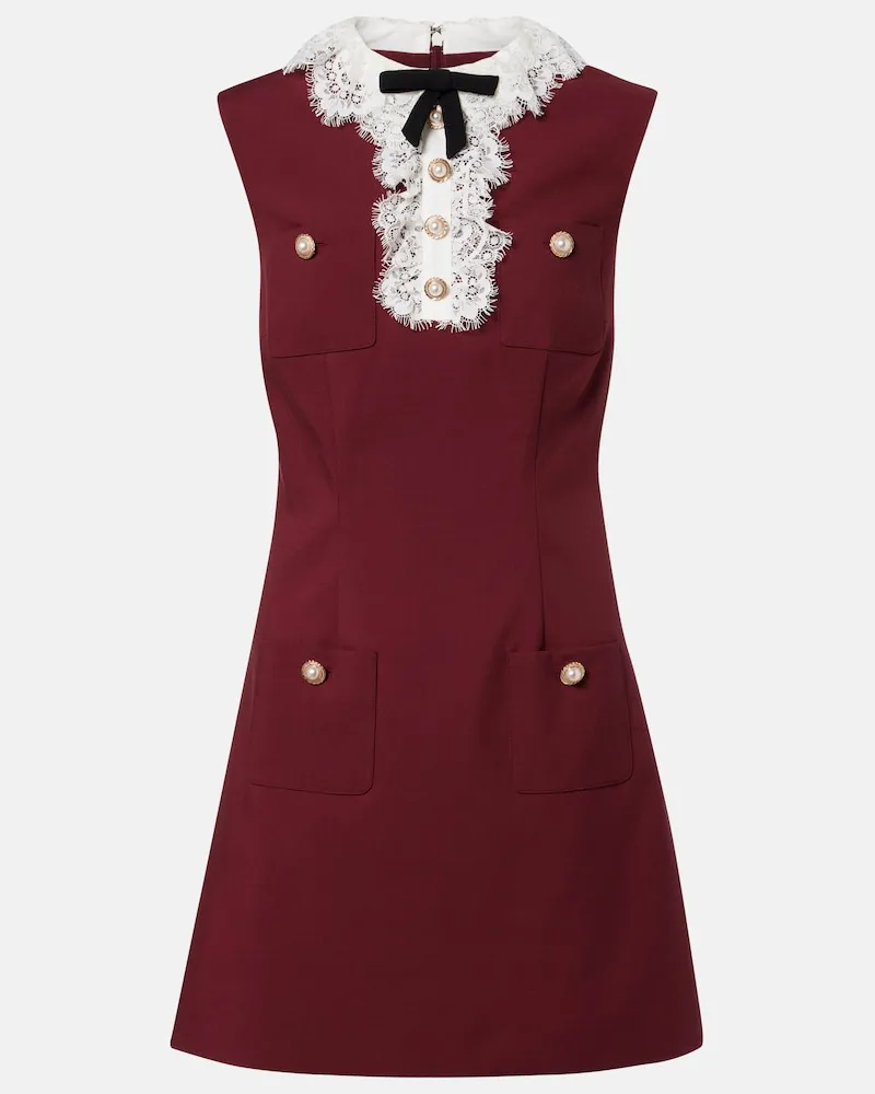 Self-Portrait Minikleid aus Crêpe mit Spitze Rot