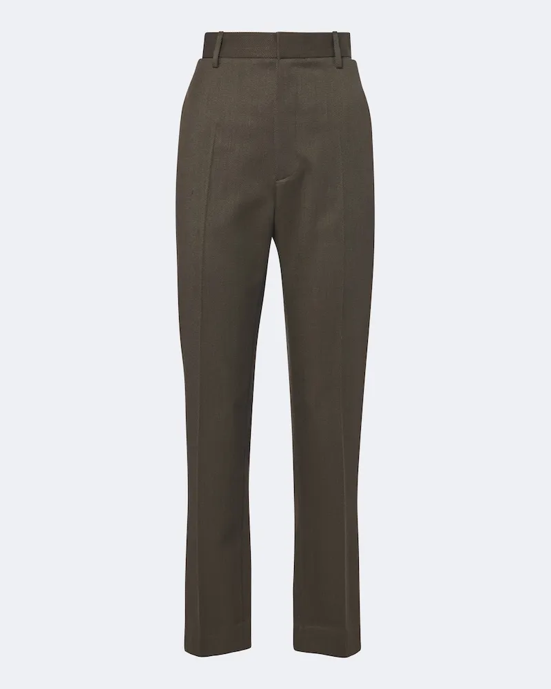 Victoria Beckham Gerade Hose aus Schurwoll-Twill Grün