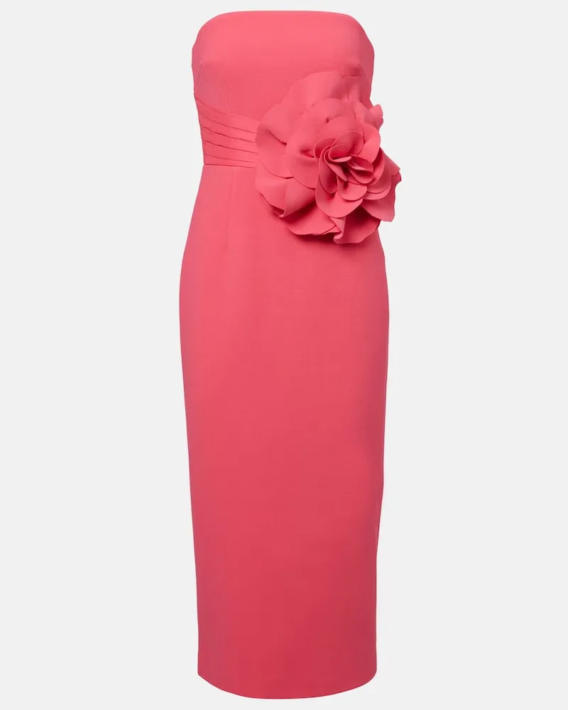 Rebecca Vallance Midikleid aus Crêpe Pink