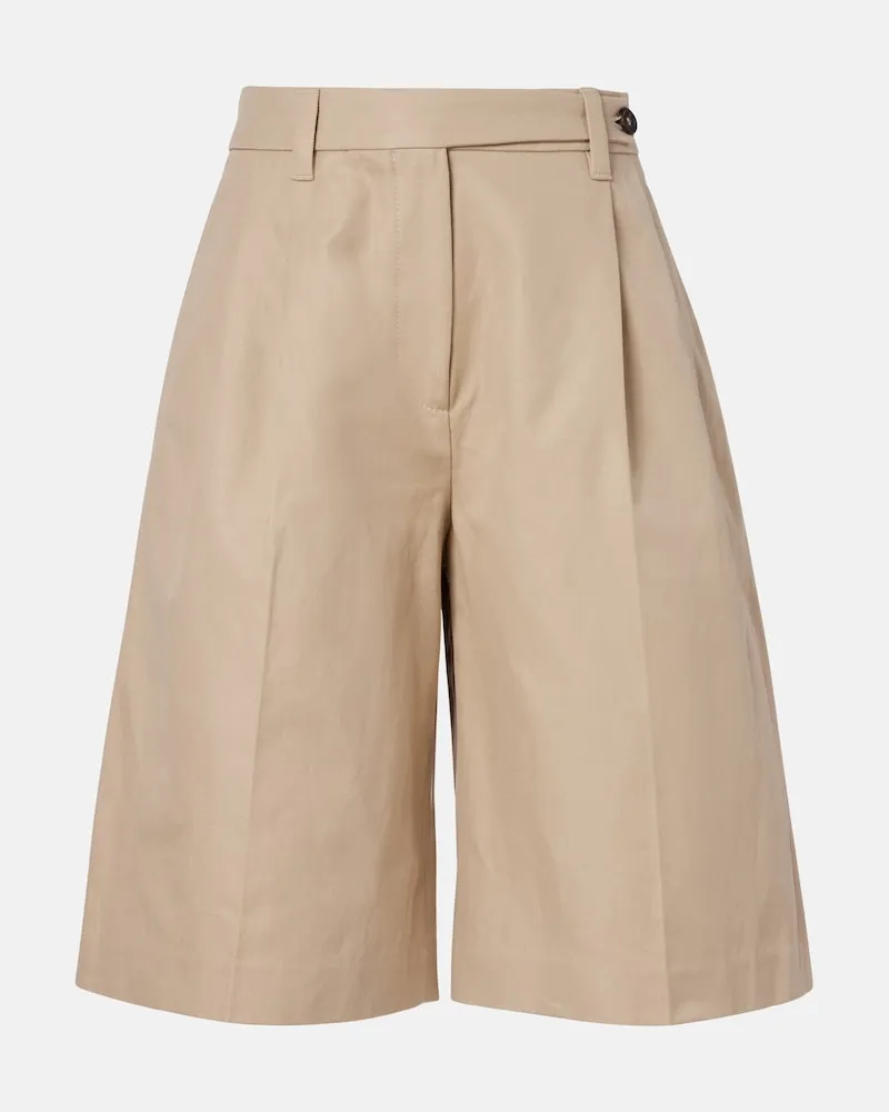 Brunello Cucinelli Shorts aus Baumwolle und Leinen Beige
