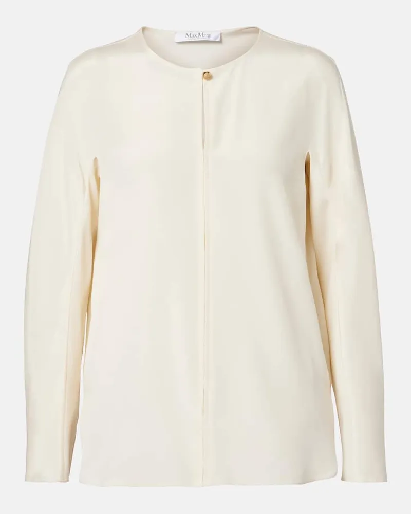 Max Mara Top Mitico aus einem Seidengemisch Weiß