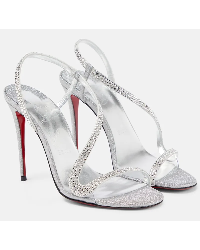 Christian Louboutin Verzierte Sandalen Rosalie Strass 100 Silber