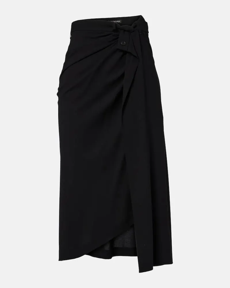 Balenciaga Midirock aus Crêpe Schwarz