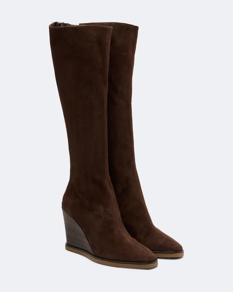 Aquazzura Stiefel Saint Honoré aus Veloursleder Braun