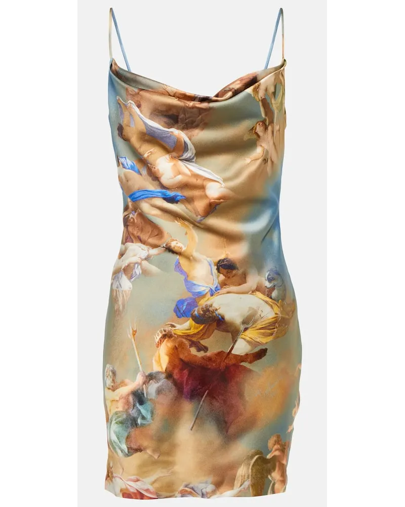 Balmain Bedrucktes Minikleid aus Satin Multicolor
