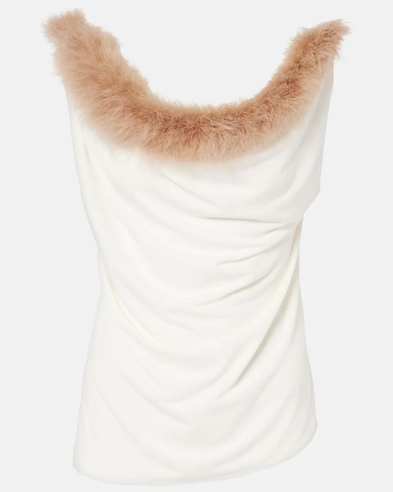 COPERNI Top Boa aus Jersey mit Federn Weiß