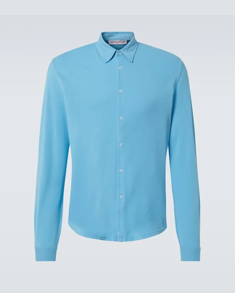 Orlebar Brown Hemd Giles aus Baumwoll-Piqué Blau