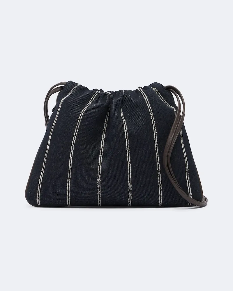 Brunello Cucinelli Crossbody Bag Monili aus Canvas mit Veloursleder Blau