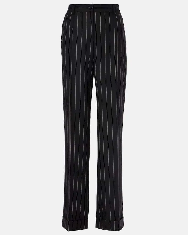 Dolce & Gabbana Gerade Hose aus Wolle Schwarz